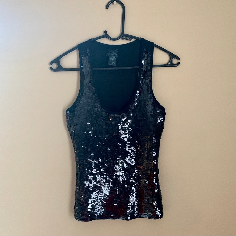 Forever 21 Simple Black Sequin Tank Top